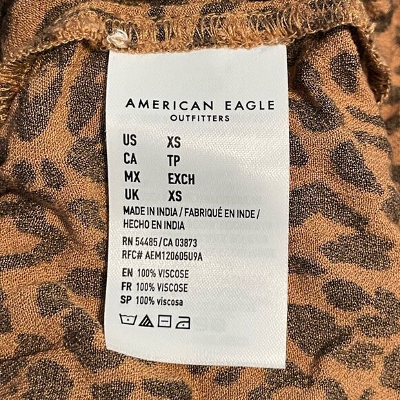 American Eagle Leopard Print Maxi Skirt Brown Black Flowy A-Line Pull-On XS - Picture 6 of 10
